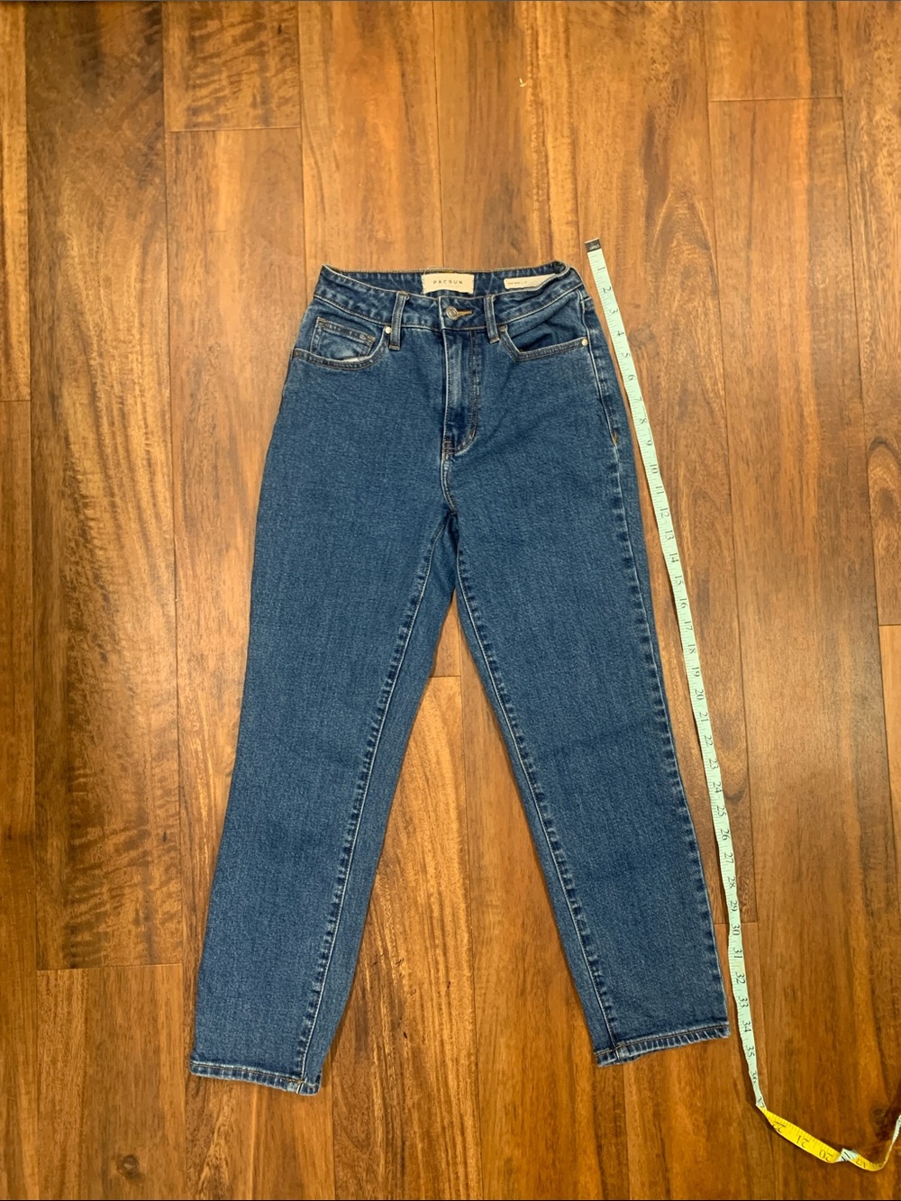 PACSUN mom jeans size 23 stretchy waist inseam 25 medium wash jeans